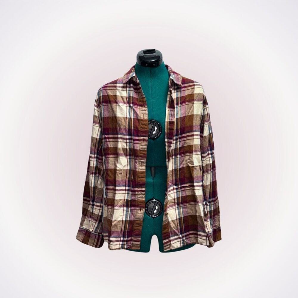 Uniqlo maroon earth tones plain button up shirt | Sz M